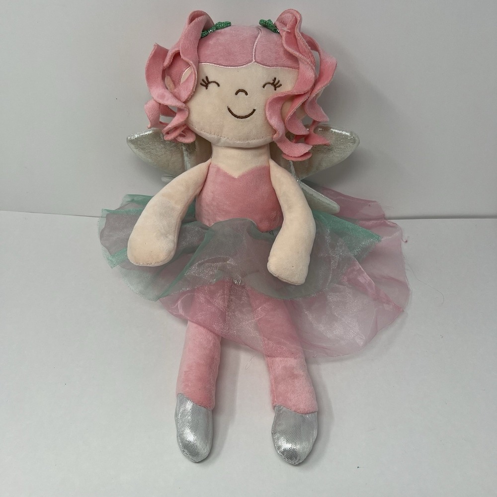 Tooth Fairy Plush Doll 17 inch Pink White Wings Bow Soft Stuffed Rag Doll‎ Toy